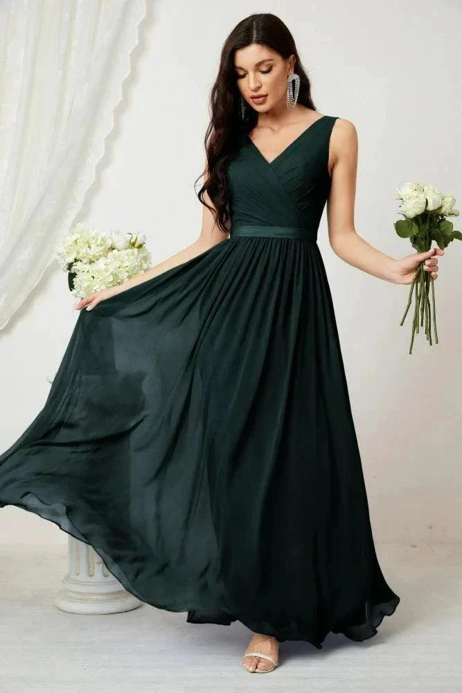 Women's Chiffon Long Bridesmaid Dresses A line Sleeveless Formal Prom Gown for Evening Party Homecoming Dresses 2808 - Image 65