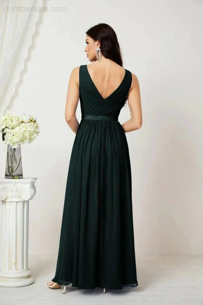 Women's Chiffon Long Bridesmaid Dresses A line Sleeveless Formal Prom Gown for Evening Party Homecoming Dresses 2808 - Image 66
