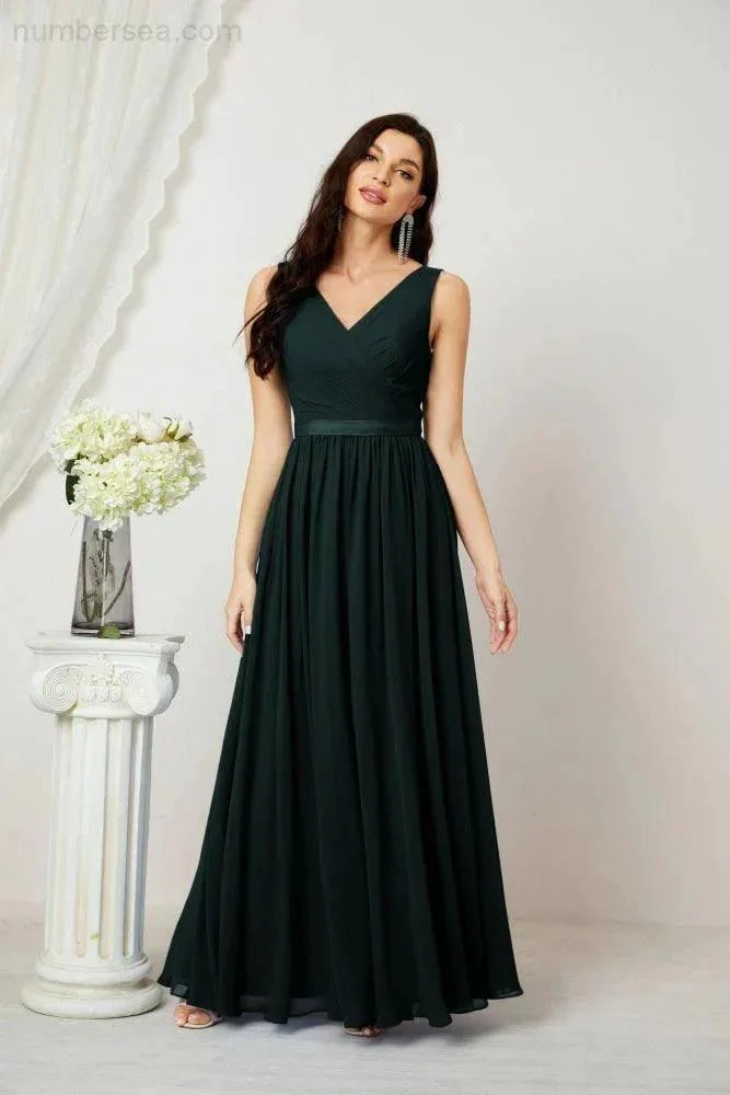 Women's Chiffon Long Bridesmaid Dresses A line Sleeveless Formal Prom Gown for Evening Party Homecoming Dresses 2808 - Image 67