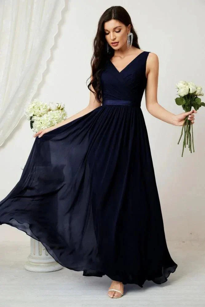 Women's Chiffon Long Bridesmaid Dresses A line Sleeveless Formal Prom Gown for Evening Party Homecoming Dresses 2808 - Image 69