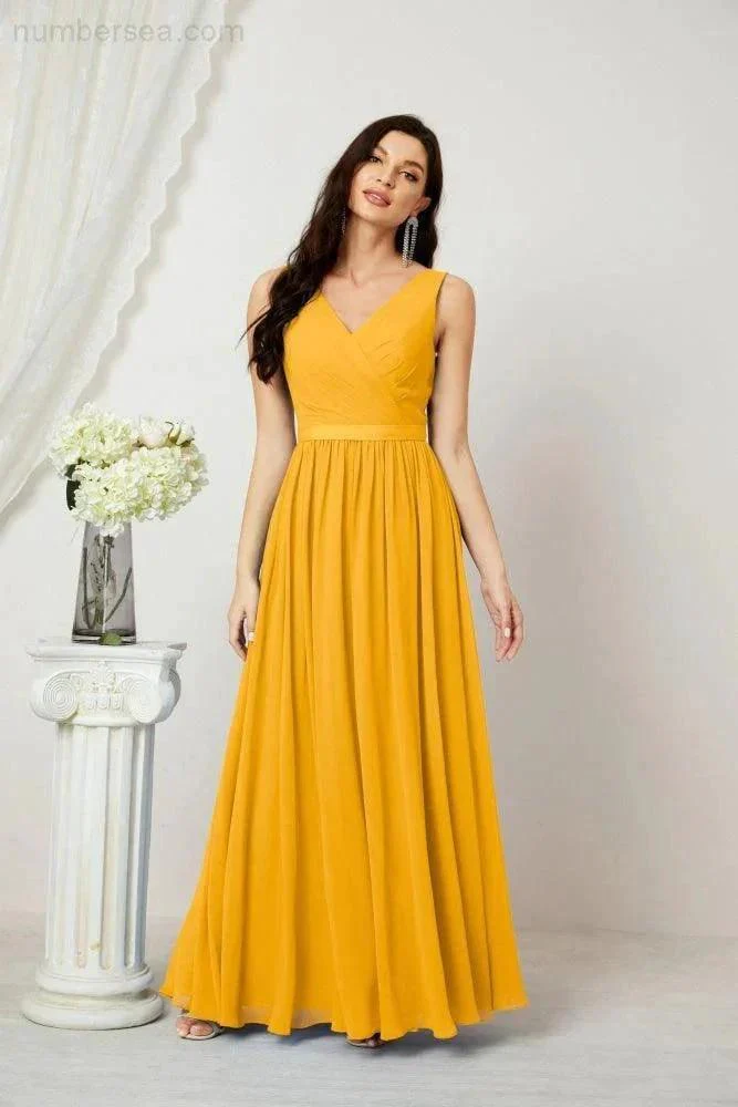 Women's Chiffon Long Bridesmaid Dresses A line Sleeveless Formal Prom Gown for Evening Party Homecoming Dresses 2808 - Image 7