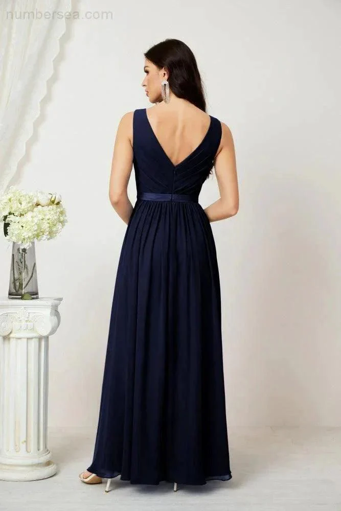 Women's Chiffon Long Bridesmaid Dresses A line Sleeveless Formal Prom Gown for Evening Party Homecoming Dresses 2808 - Image 70