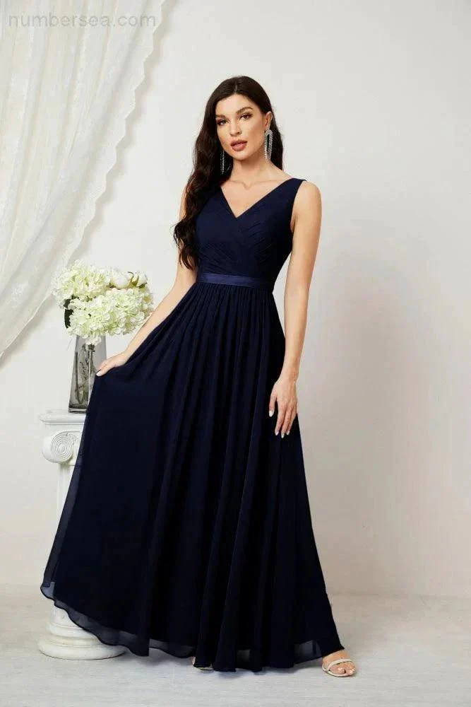 Women's Chiffon Long Bridesmaid Dresses A line Sleeveless Formal Prom Gown for Evening Party Homecoming Dresses 2808 - Image 71