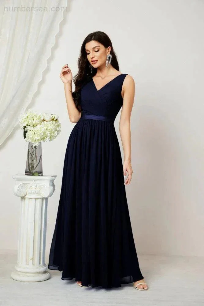 Women's Chiffon Long Bridesmaid Dresses A line Sleeveless Formal Prom Gown for Evening Party Homecoming Dresses 2808 - Image 72