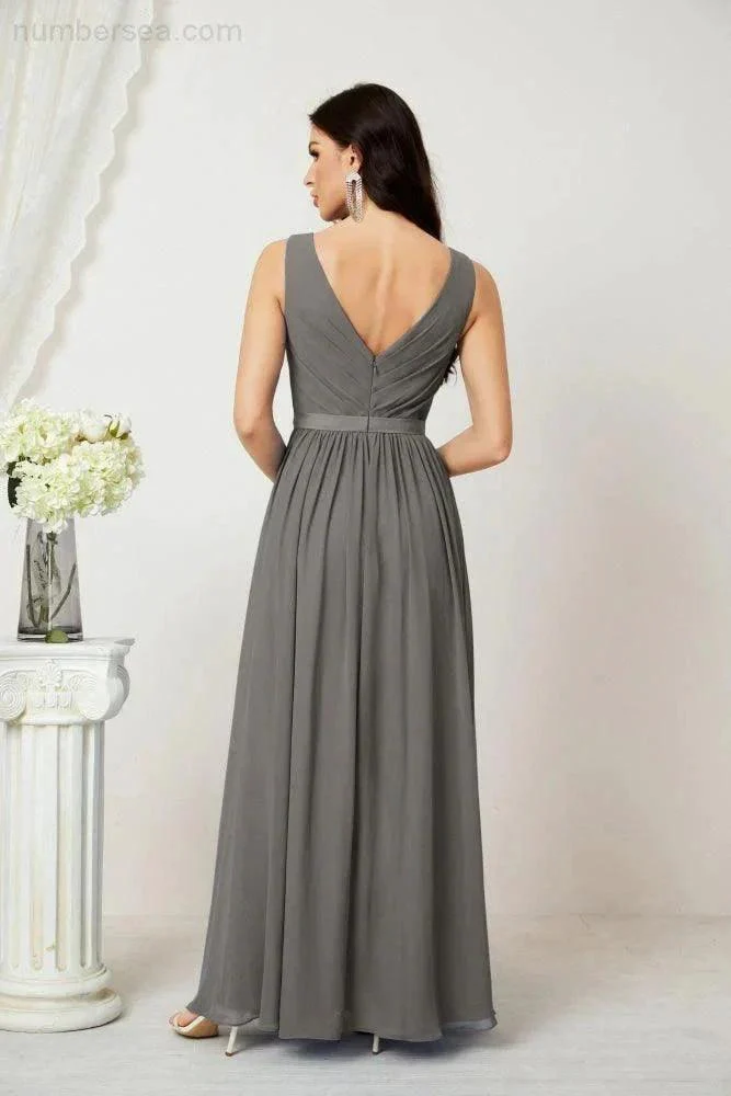 Women's Chiffon Long Bridesmaid Dresses A line Sleeveless Formal Prom Gown for Evening Party Homecoming Dresses 2808 - Image 78