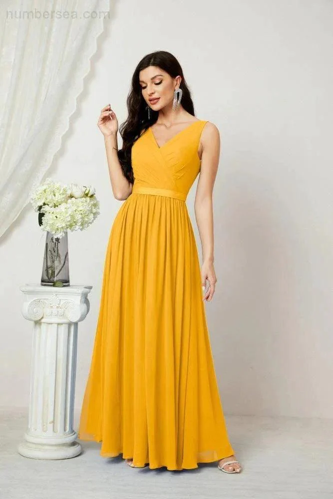 Women's Chiffon Long Bridesmaid Dresses A line Sleeveless Formal Prom Gown for Evening Party Homecoming Dresses 2808 - Image 8