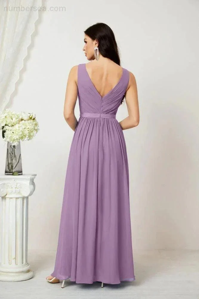 Women's Chiffon Long Bridesmaid Dresses A line Sleeveless Formal Prom Gown for Evening Party Homecoming Dresses 2808 - Image 82