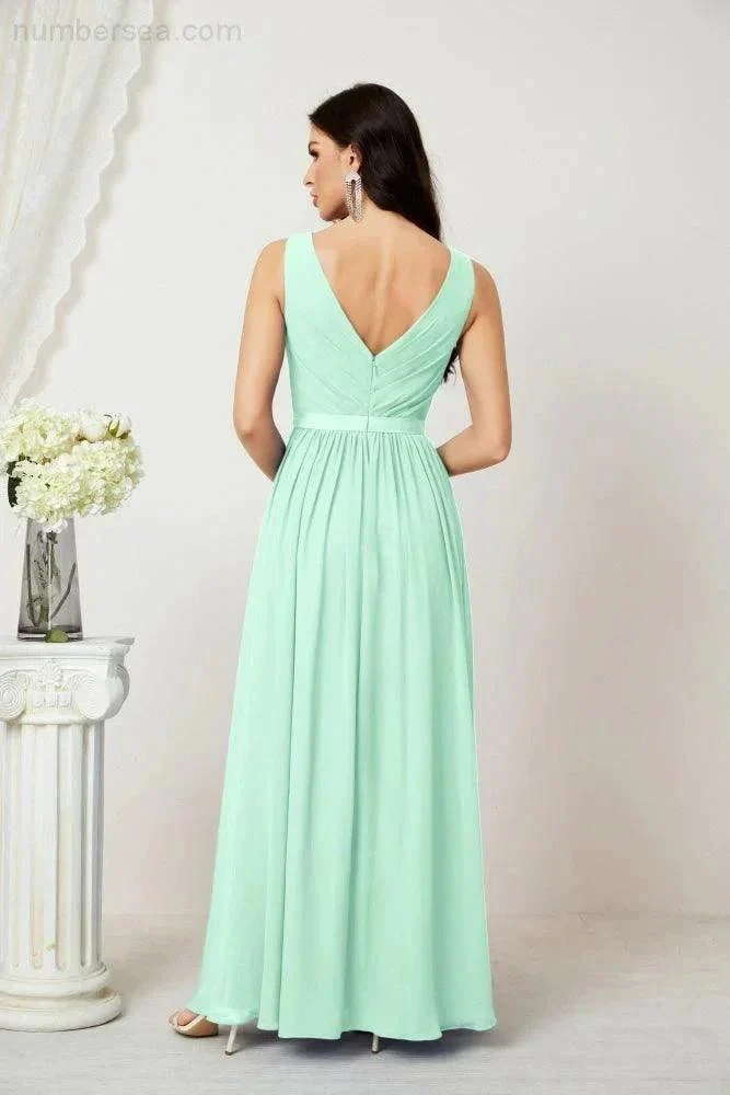 Women's Chiffon Long Bridesmaid Dresses A line Sleeveless Formal Prom Gown for Evening Party Homecoming Dresses 2808 - Image 86