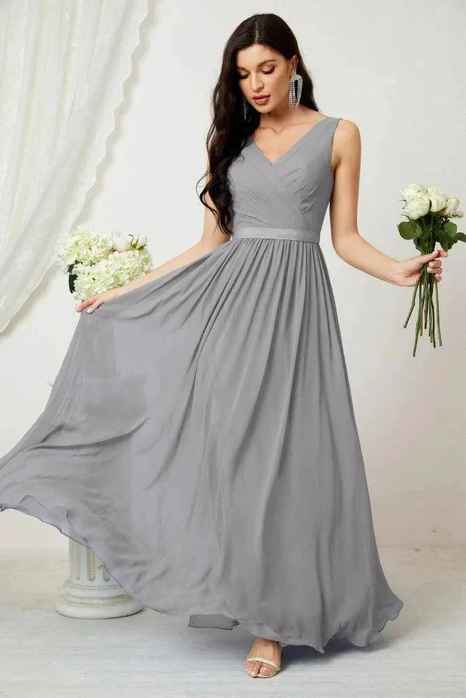 Women's Chiffon Long Bridesmaid Dresses A line Sleeveless Formal Prom Gown for Evening Party Homecoming Dresses 2808 - Image 9