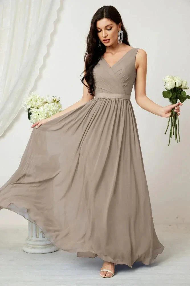Women's Chiffon Long Bridesmaid Dresses A line Sleeveless Formal Prom Gown for Evening Party Homecoming Dresses 2808 - Image 93