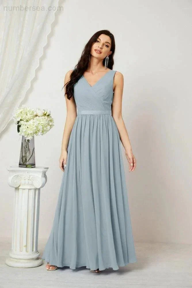 Women's Chiffon Long Bridesmaid Dresses A line Sleeveless Formal Prom Gown for Evening Party Homecoming Dresses 2808 - Image 98