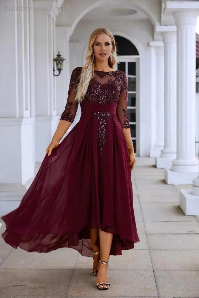 Women's Chiffon V Neck Tulle Embroidered Sequins Bridesmaid Evening Gown Prom Wedding Party Dress SY28129 - Image 3