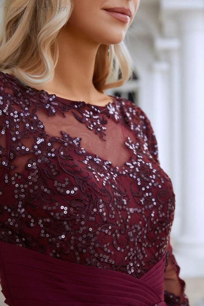 Women's Chiffon V Neck Tulle Embroidered Sequins Bridesmaid Evening Gown Prom Wedding Party Dress SY28129 - Image 5