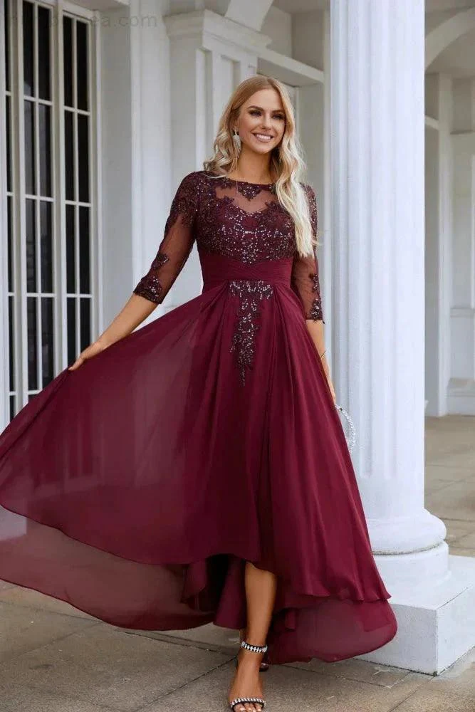 Women's Chiffon V Neck Tulle Embroidered Sequins Bridesmaid Evening Gown Prom Wedding Party Dress SY28129 - Image 6
