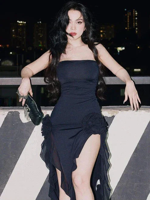 Women's Fashion Ruffle Tunic Long Sleeves Ladies Sexy Party Midi Elegant Evening Dress Y1896 - Image 2