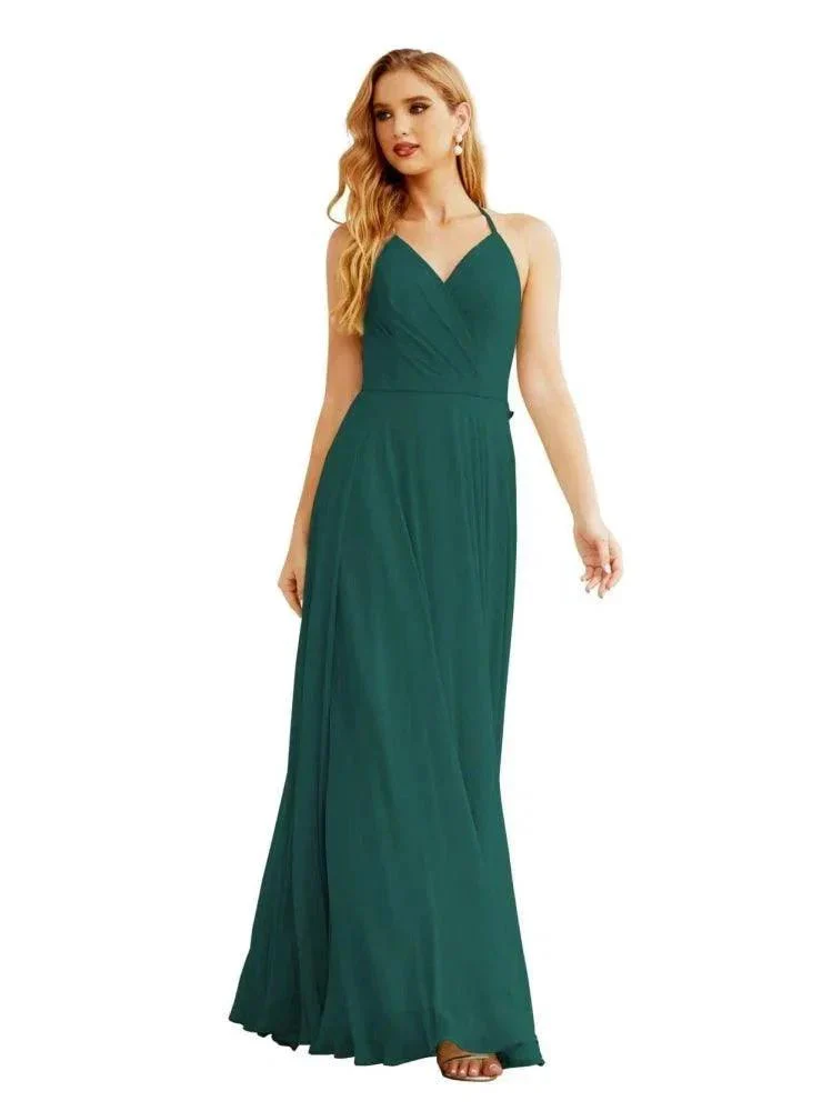 Women's Halter Chiffon Bridesmaid Dresses Wedding Apparel Long Sleeveless Formal Prom Dress with Ruffled Back SEA28035 - Image 17