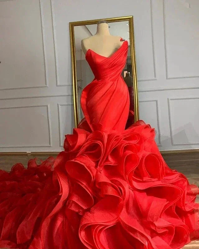 Women's Mermaid Wedding Dress Gothic Organza Corset Cascading Ruffles Back Train Brides Dress Y988 - Image 2