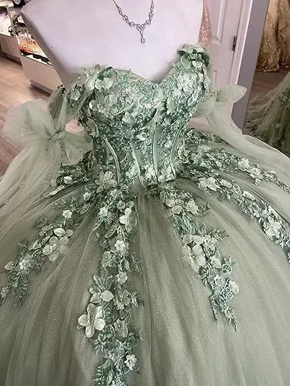 Women's Spaghetti Quinceanera Ball Gown Lace Applique for Sweet 15 16 Dresses Y3038 - Image 2