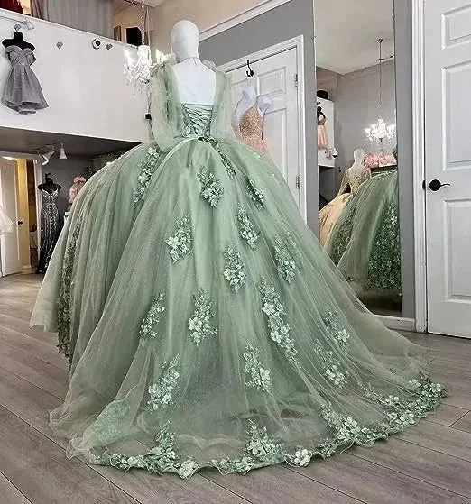 Women's Spaghetti Quinceanera Ball Gown Lace Applique for Sweet 15 16 Dresses Y3038 - Image 4