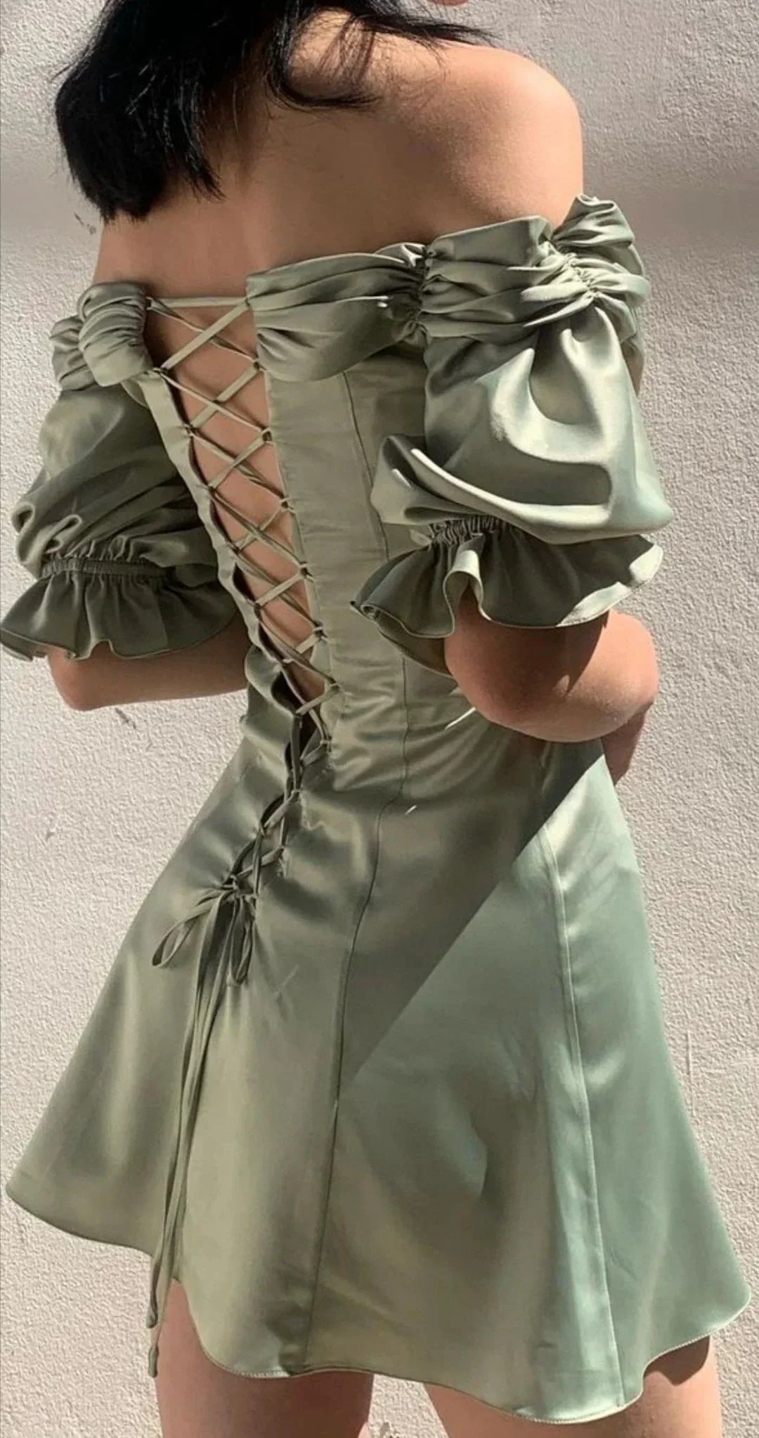 Women's Summer Puff Sleeve Off The Shoulder Homecoming Dress Y2505 - Image 3