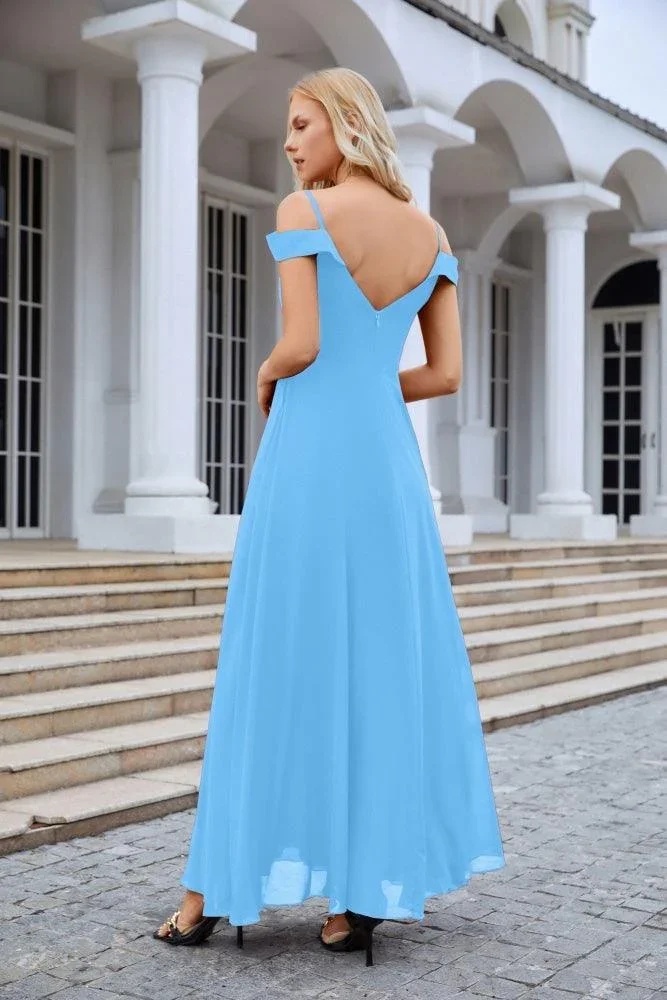 Women's thin strap off the shoulder bridesmaid mopping the floor evening dress 28093 - Image 10