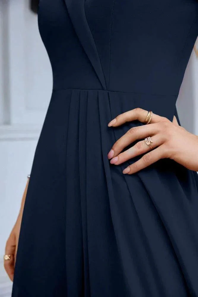 Women's thin strap off the shoulder bridesmaid mopping the floor evening dress 28093 - Image 112