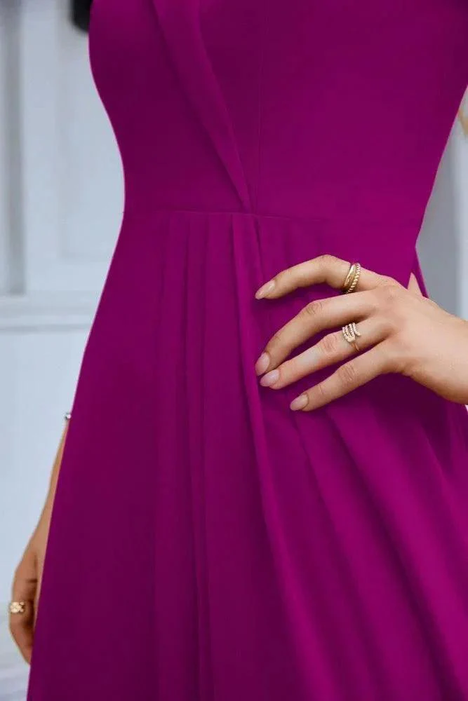 Women's thin strap off the shoulder bridesmaid mopping the floor evening dress 28093 - Image 116