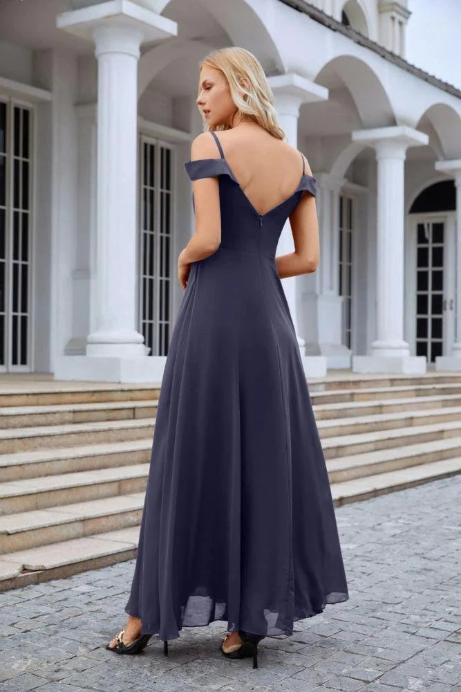 Women's thin strap off the shoulder bridesmaid mopping the floor evening dress 28093 - Image 118