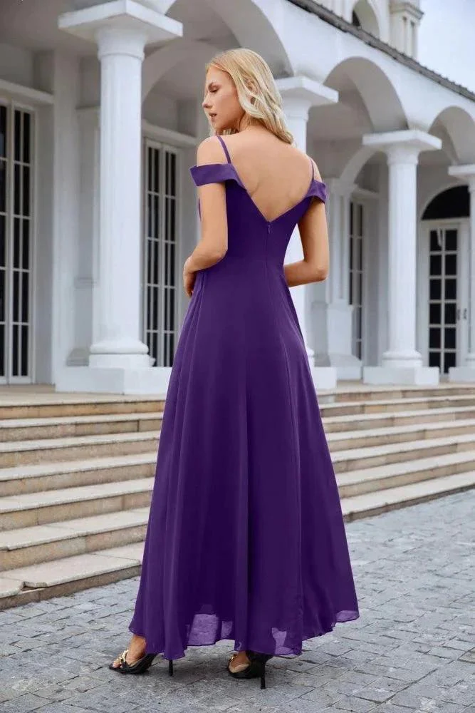 Women's thin strap off the shoulder bridesmaid mopping the floor evening dress 28093 - Image 122