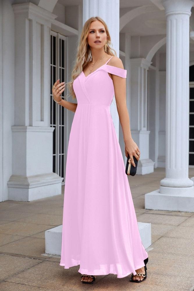 Women's thin strap off the shoulder bridesmaid mopping the floor evening dress 28093 - Image 13