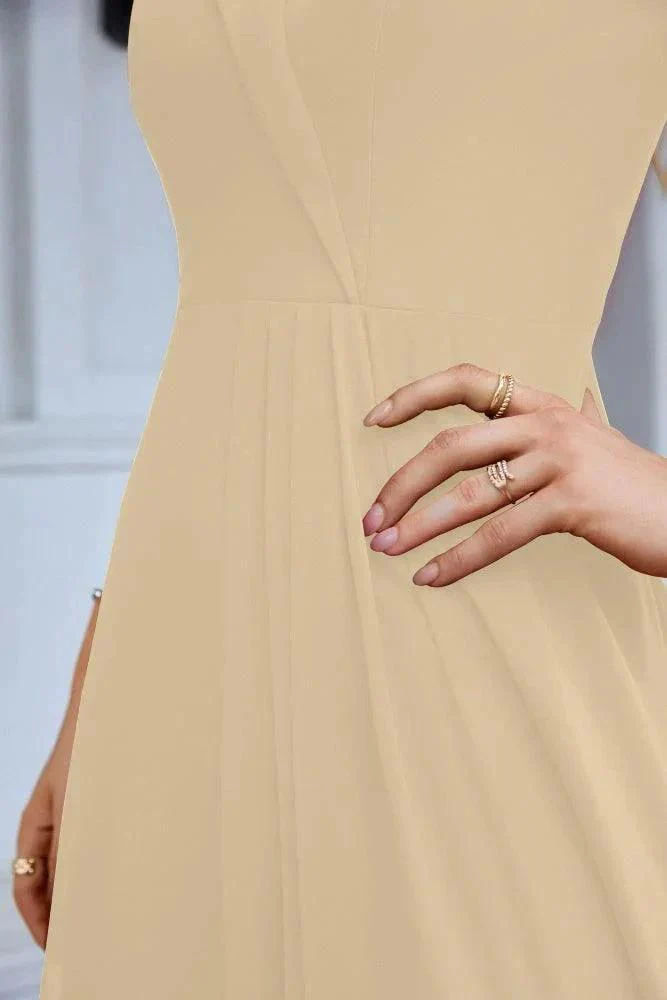 Women's thin strap off the shoulder bridesmaid mopping the floor evening dress 28093 - Image 132