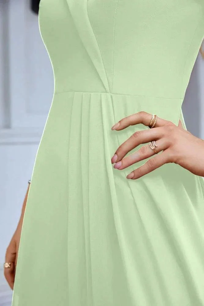 Women's thin strap off the shoulder bridesmaid mopping the floor evening dress 28093 - Image 137