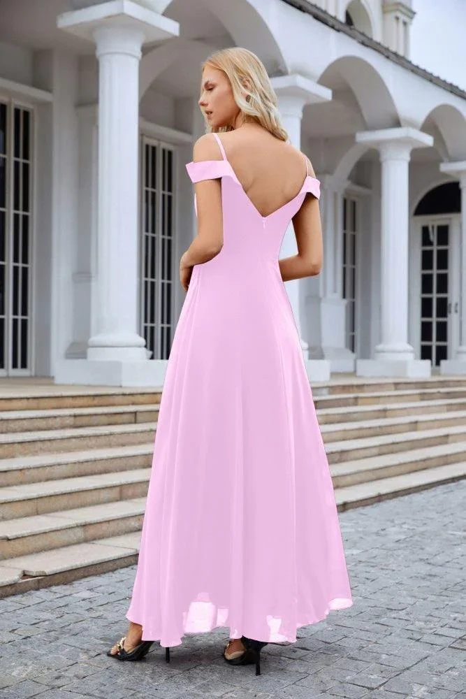 Women's thin strap off the shoulder bridesmaid mopping the floor evening dress 28093 - Image 14