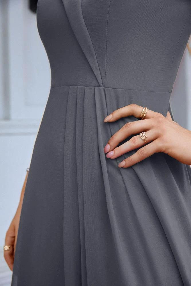 Women's thin strap off the shoulder bridesmaid mopping the floor evening dress 28093 - Image 160