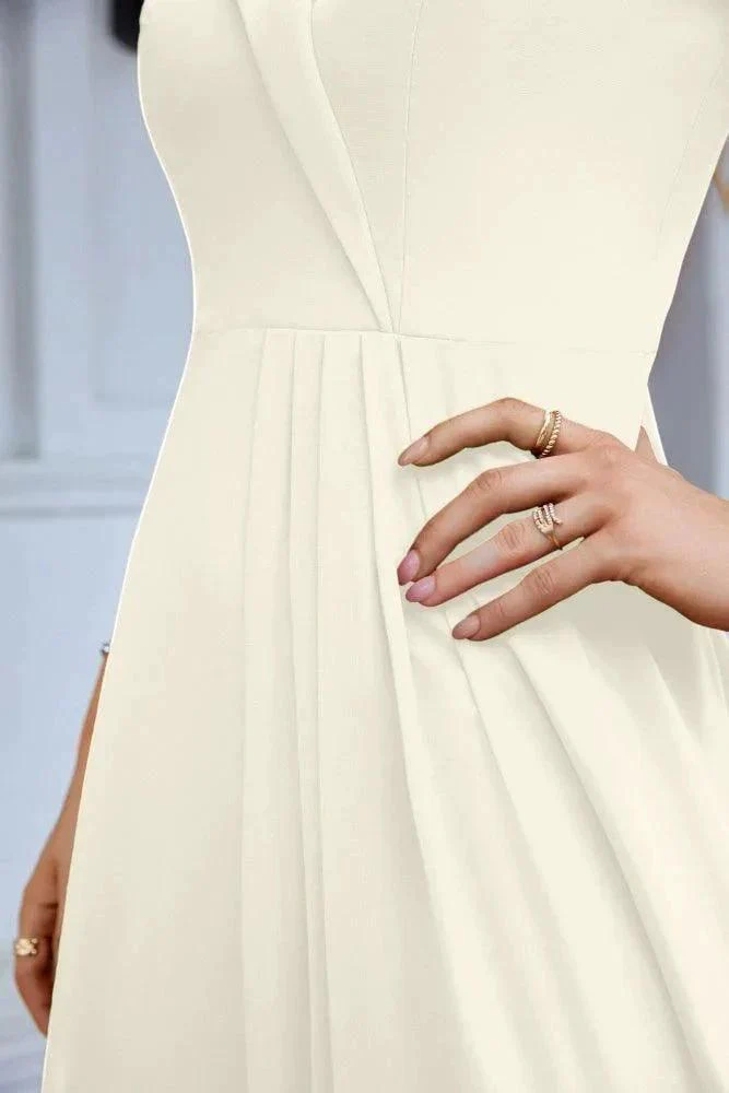 Women's thin strap off the shoulder bridesmaid mopping the floor evening dress 28093 - Image 161