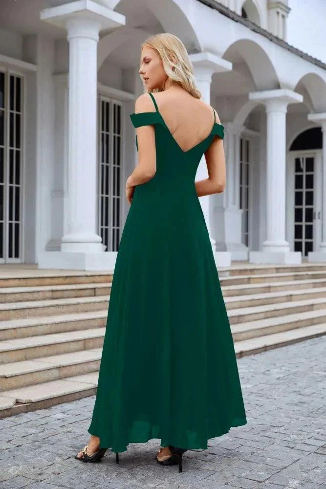 Women's thin strap off the shoulder bridesmaid mopping the floor evening dress 28093 - Image 167