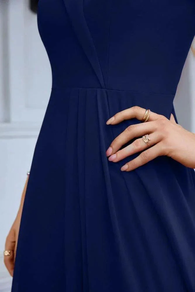 Women's thin strap off the shoulder bridesmaid mopping the floor evening dress 28093 - Image 168