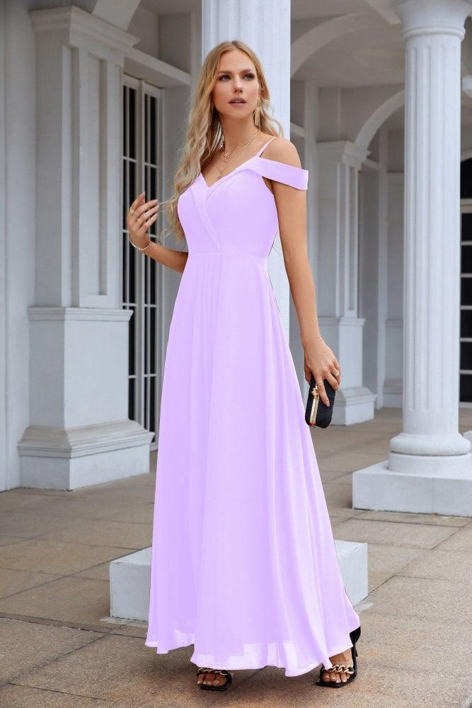 Women's thin strap off the shoulder bridesmaid mopping the floor evening dress 28093 - Image 17