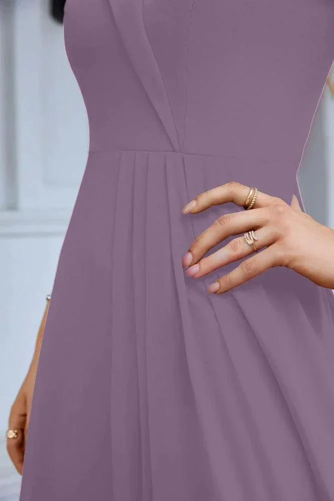 Women's thin strap off the shoulder bridesmaid mopping the floor evening dress 28093 - Image 174