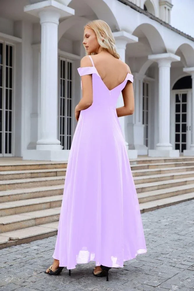 Women's thin strap off the shoulder bridesmaid mopping the floor evening dress 28093 - Image 18