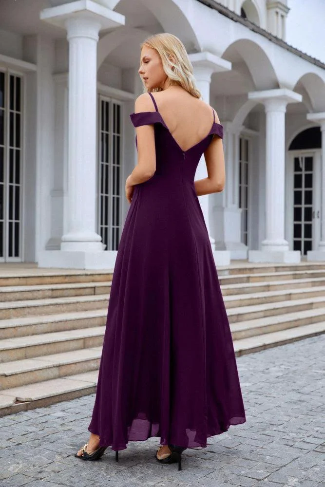 Women's thin strap off the shoulder bridesmaid mopping the floor evening dress 28093 - Image 182