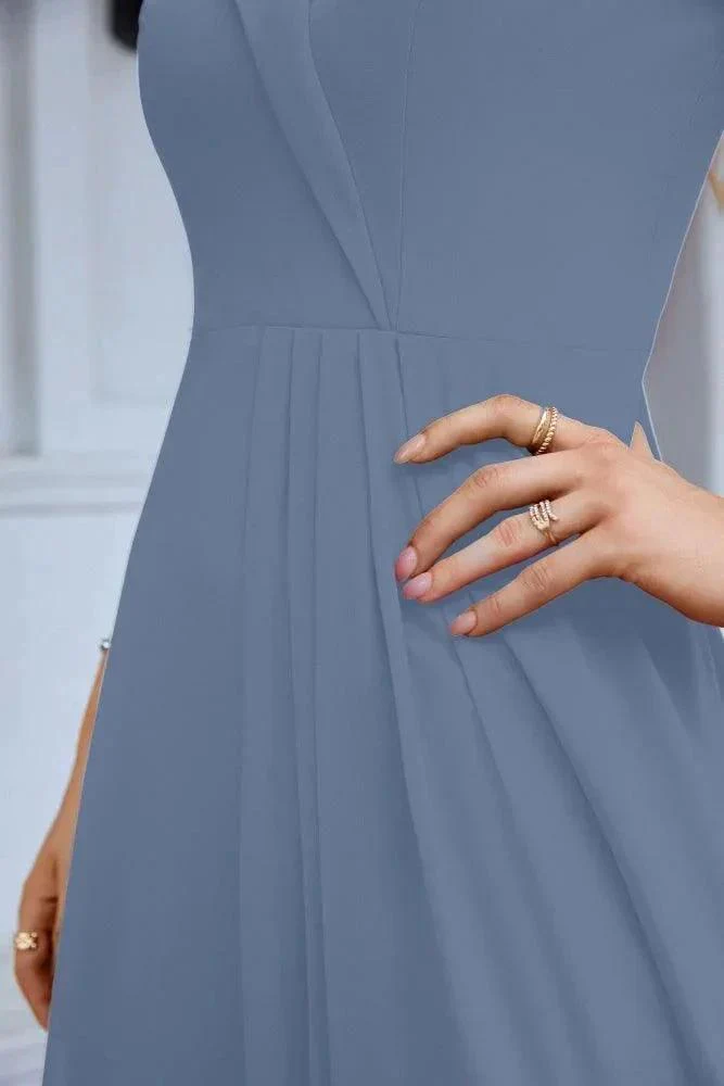 Women's thin strap off the shoulder bridesmaid mopping the floor evening dress 28093 - Image 183