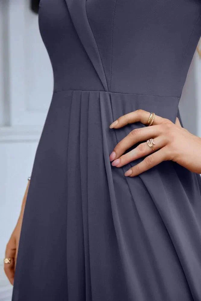 Women's thin strap off the shoulder bridesmaid mopping the floor evening dress 28093 - Image 196