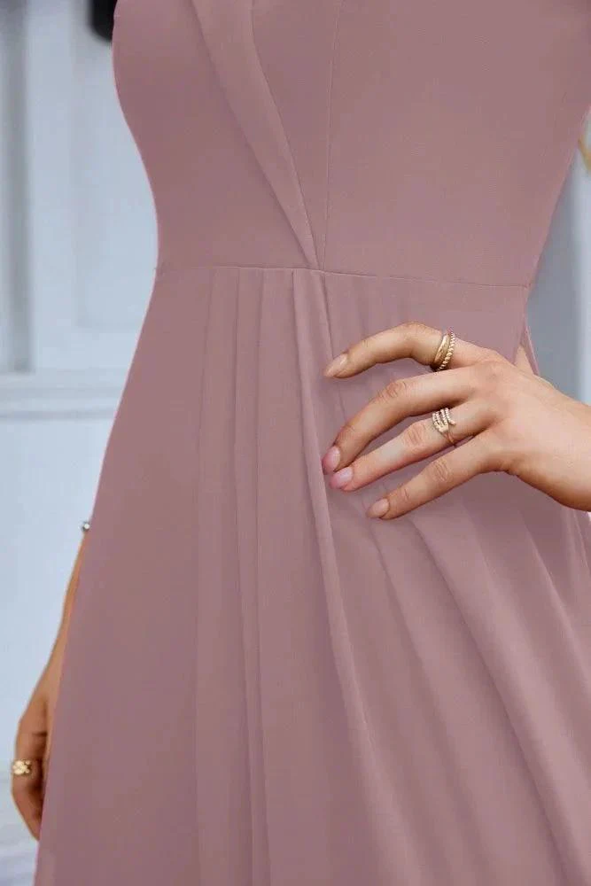 Women's thin strap off the shoulder bridesmaid mopping the floor evening dress 28093 - Image 199