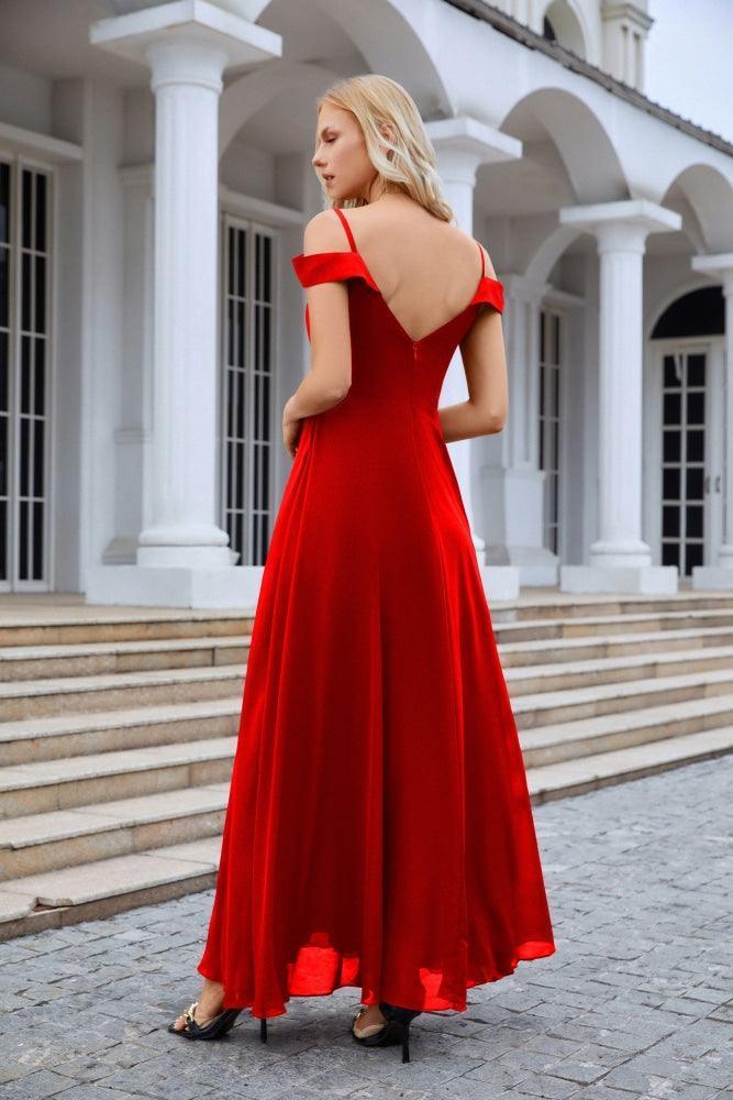 Women's thin strap off the shoulder bridesmaid mopping the floor evening dress 28093 - Image 2