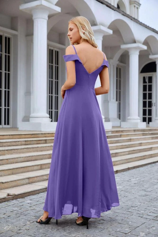 Women's thin strap off the shoulder bridesmaid mopping the floor evening dress 28093 - Image 201