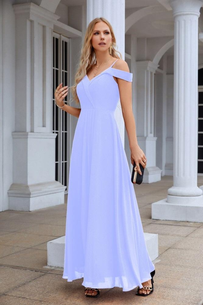 Women's thin strap off the shoulder bridesmaid mopping the floor evening dress 28093 - Image 21