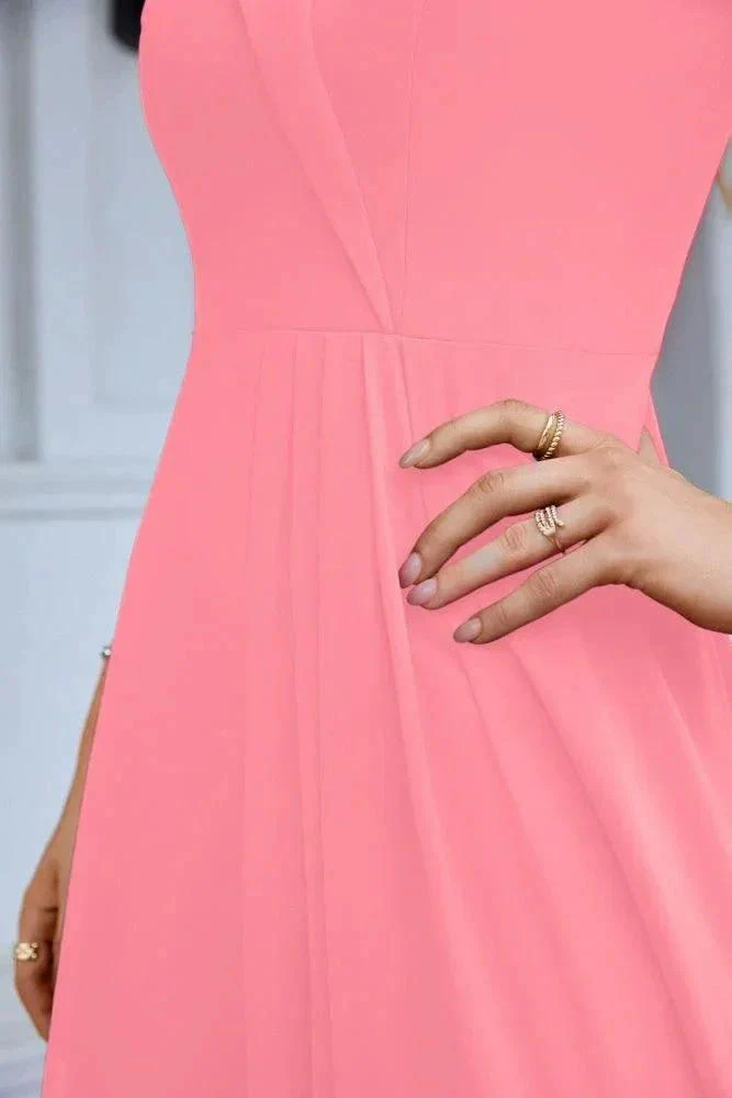 Women's thin strap off the shoulder bridesmaid mopping the floor evening dress 28093 - Image 210