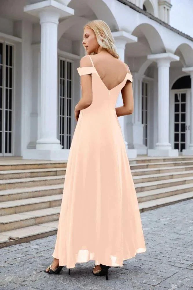 Women's thin strap off the shoulder bridesmaid mopping the floor evening dress 28093 - Image 212