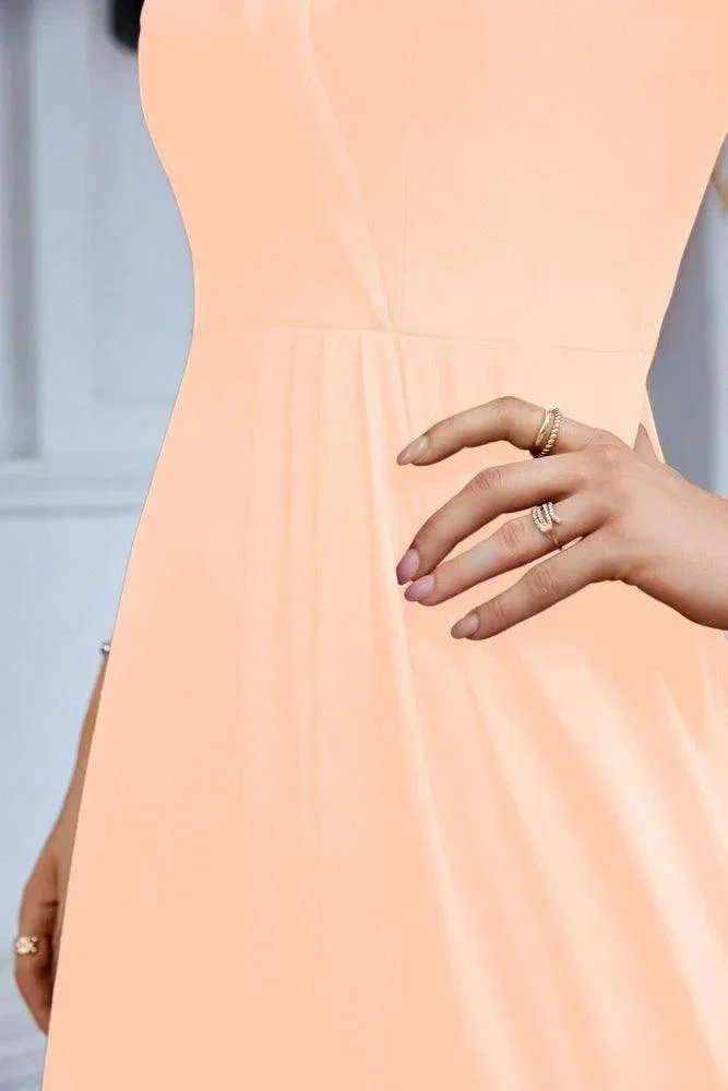Women's thin strap off the shoulder bridesmaid mopping the floor evening dress 28093 - Image 216